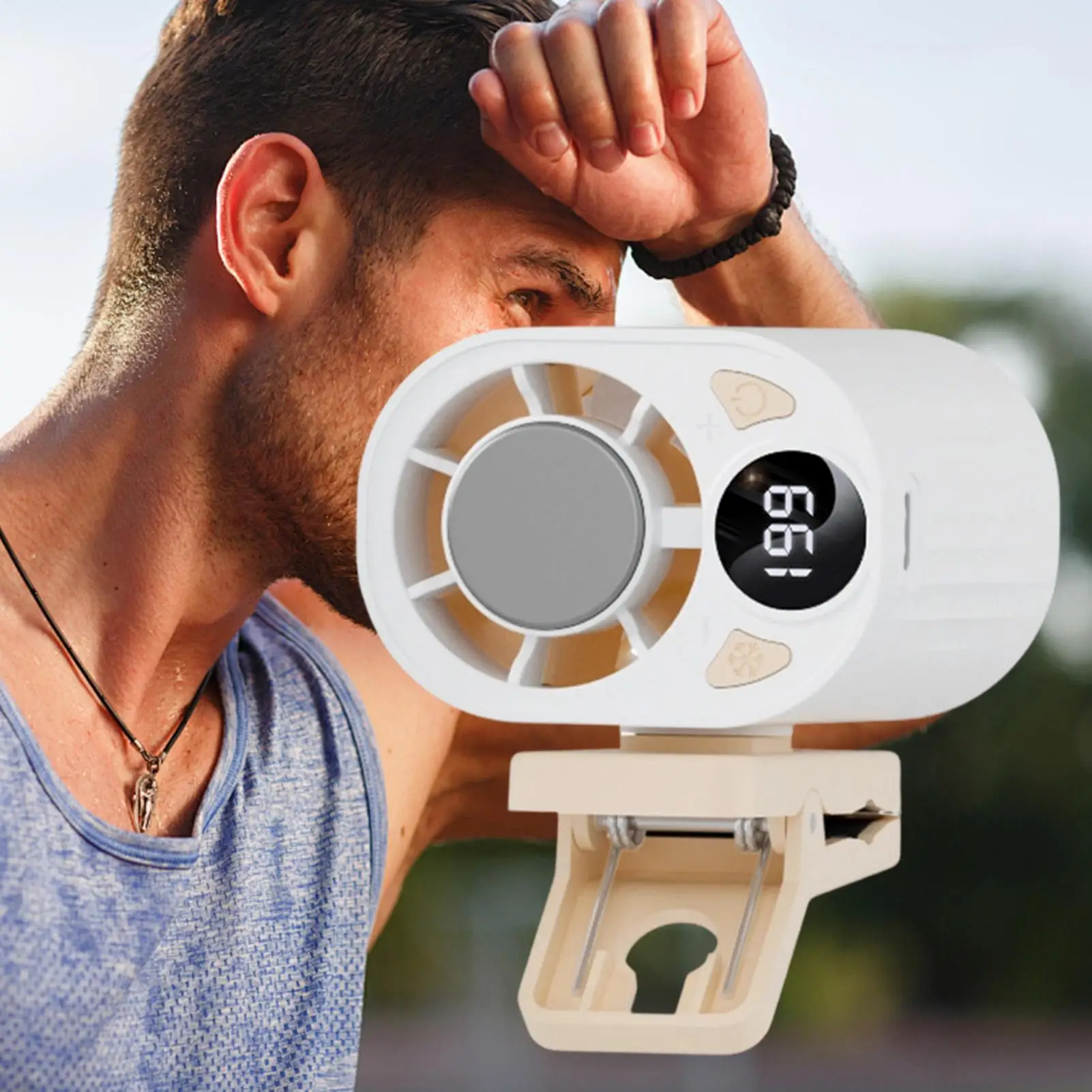 

Портативный вентилятор с цифровым дисплеем на 199 уровней скорости (18000 об/мин) для путешествий, кемпинга, пляжа, фестивалей и спорта