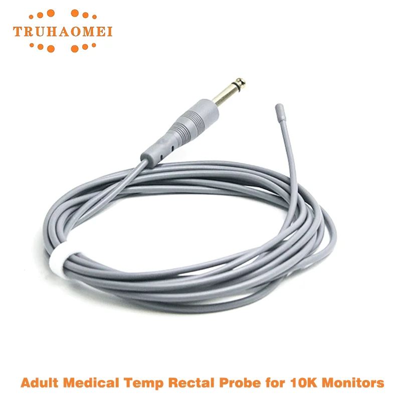 10K Series Reusable Medical Temp Probes for Patient Monitor 6.3 Mono Adult Temperature Sensor Skin Surface or Rectal Esophageal