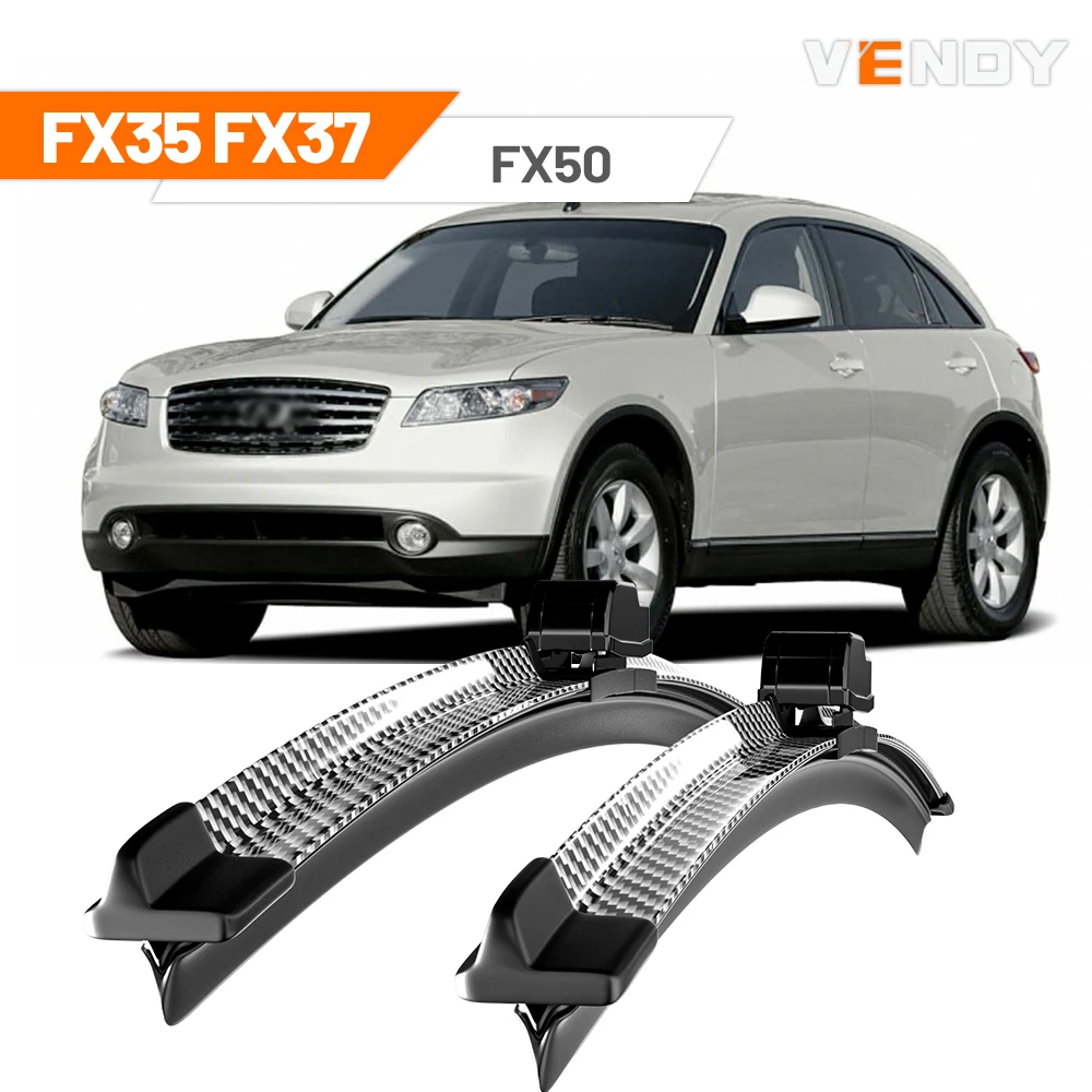 Para Infiniti FX35 FX37 FX50 2003-2013 2009 2010 2012 2 uds limpiaparabrisas delantero limpiaparabrisas de fibra de carbono y negro