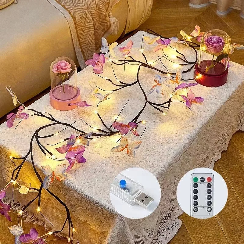 1PC96 ไฟ LED ยาว 1.8 เมตรผีเสื้อดอกไม้ VINE Light สามารถ Bent ได้อย่างอิสระและรูปทรง, LED Luminous Tree Light ห้องนอนห้อง