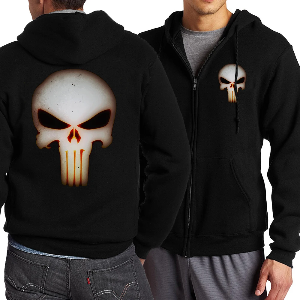 Y2K zipper hoodie Skull Head Series pattern printing Black oversized clothing 2023 new punk Harajuku leisure best selling hoodie