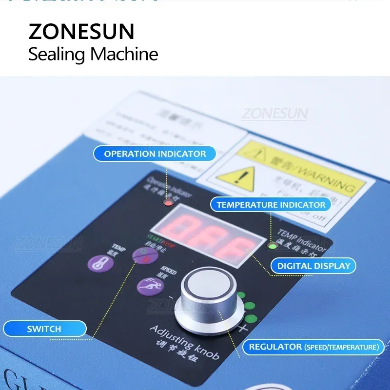 ZONESUN Portable Bag Sealer Roller Sealing Machine Aluminum Foil Composite Plastic Film PE Coated Paper Food Packaging ZS-GLF1