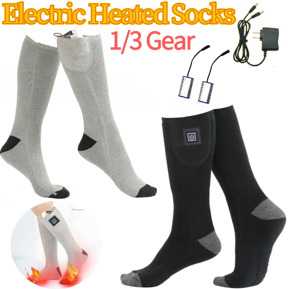 Electric Heating Socks Battery Powered Winter Warm Thermal Socks Anti Slip Warm Winter Socks for Outdoor Skiing Hiking