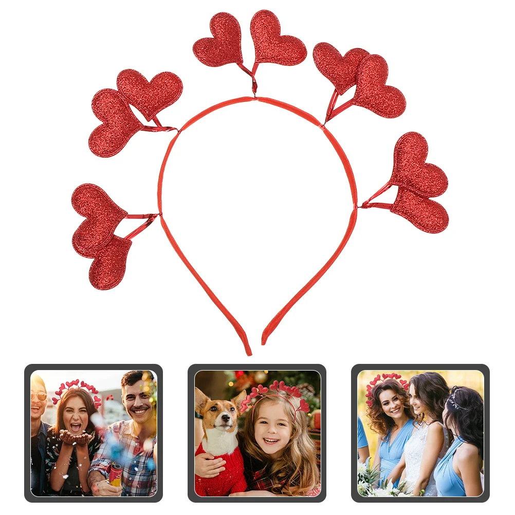 

Heart Headband Felt Cloth Elastic Flexible Valentines Day Photo Prop Accessory Wedding Party Hairband for Girls Women