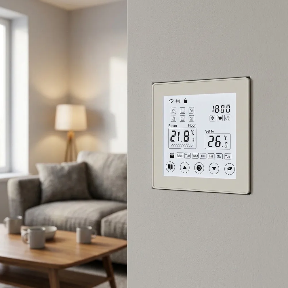 Programmable Smart Thermostat for Tuya Supports Scheduling Remote Control and Voice Commands White Black Options