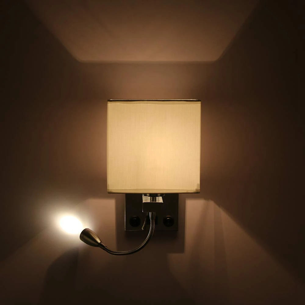 Modern LED Wall Lamp Bedside Bedroom Applique Sconce with Switch USB Interior Headboard Home Hotel Wall Lights(Without Bulbs)