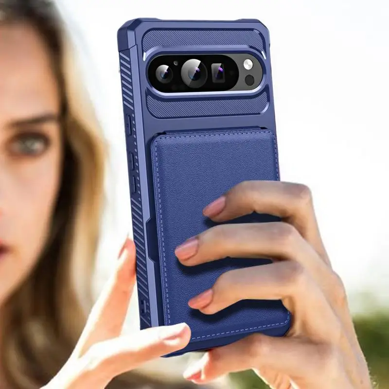 Cell Phone Case Anti-Fall Case With Card Holder Magnetic Protective Phone Cover Camera Protection Smartphone Case