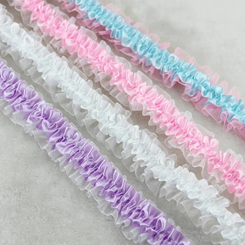 4cm genişliğinde ince kar gazlı bez örgü streç dantel şerit DIY saç demeti şapka cüzdan dekoratif oyuncak bebek evcil hayvan giyim oluşturma dikiş