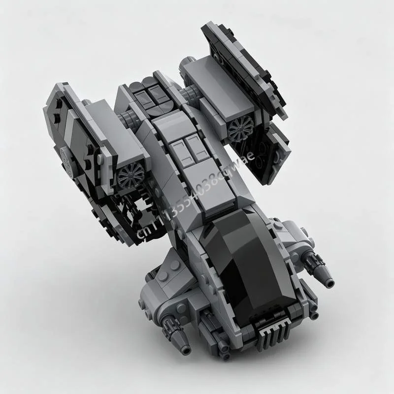 477PCS Gray Sci Fi Rotor Combat Shuttle Model Custom Building Blocks DIY Assembly Space Assault Aircraft Desktop Collection Gift