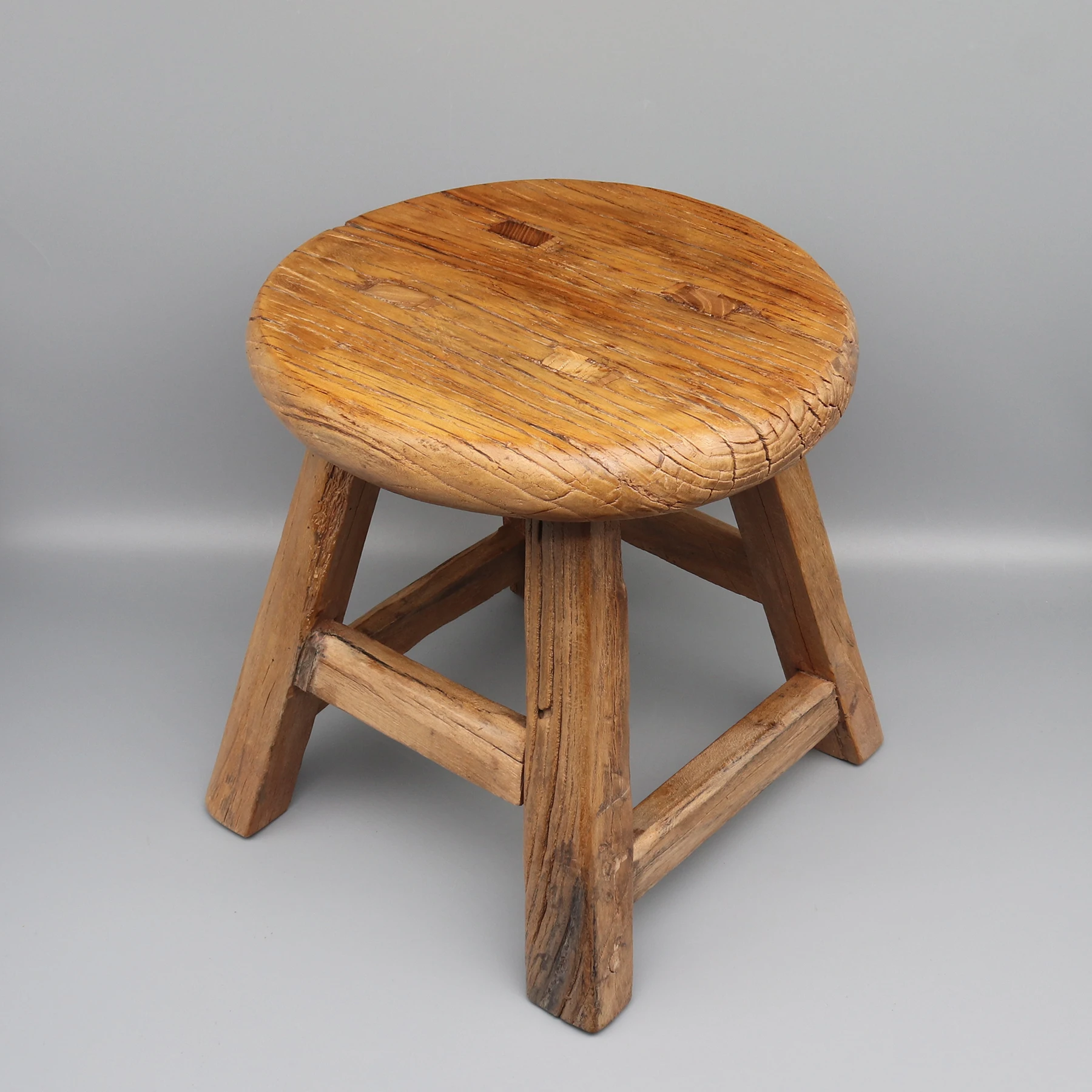 

Unique Vintage Round Stool, Small Side Table, Bathroom Chair