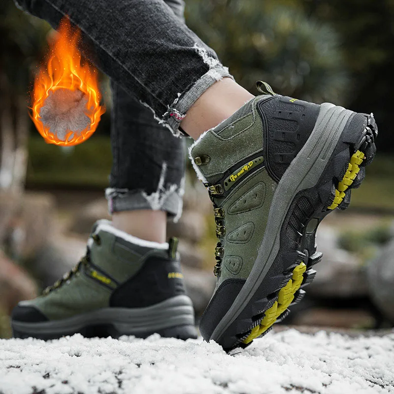PLUS SIZE Unisex High-Top Adventure Sneakers Durable Grip Non-Slip Lace-Up Comfort Ideal for Outdoor Hiking Boots Men Footwear