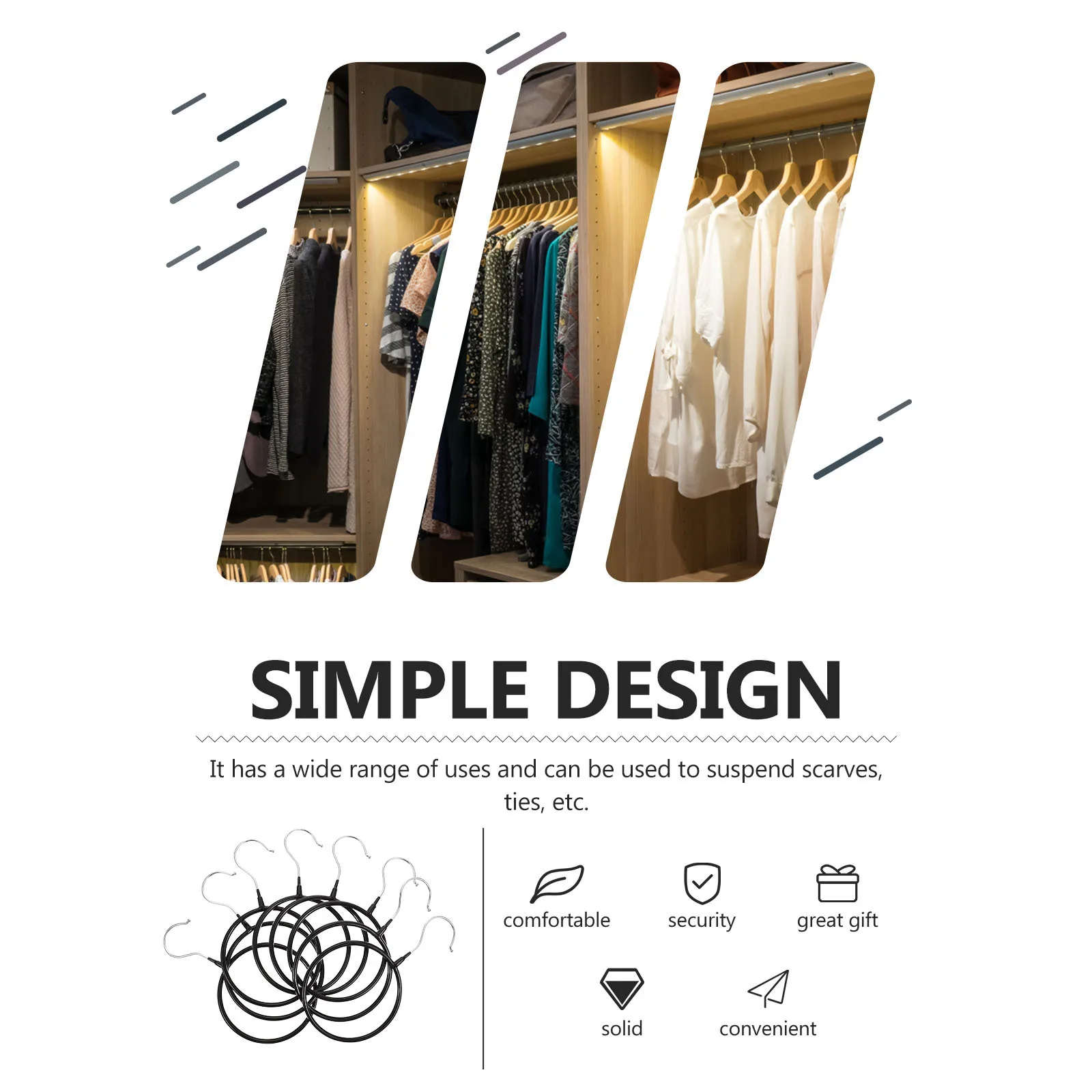 

8pcs Towel Hook Storage Rack For Scarves Ties Shawls Round Hanger Closet Organizer Household Hanging Ring Multi-Functional Racks