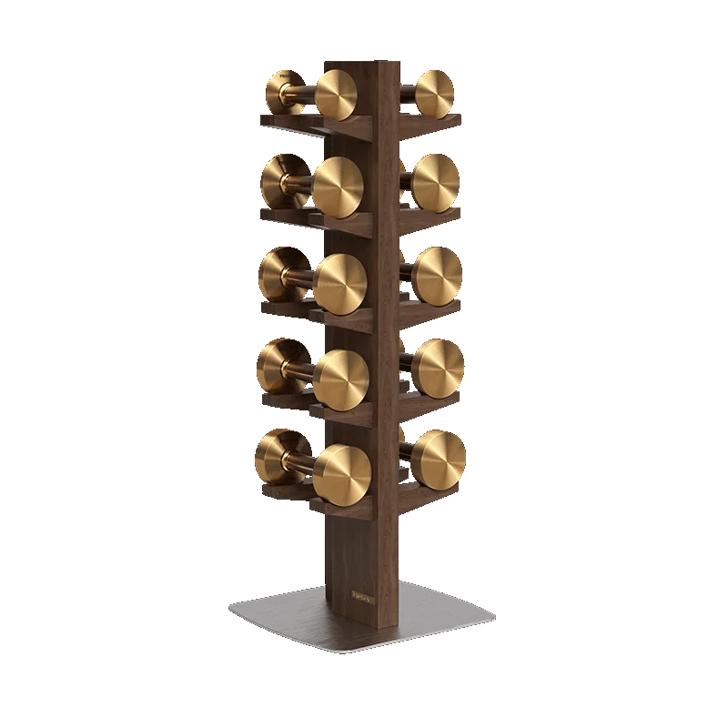 

Home gym equipment, gold brass wooden luxury dumbbells