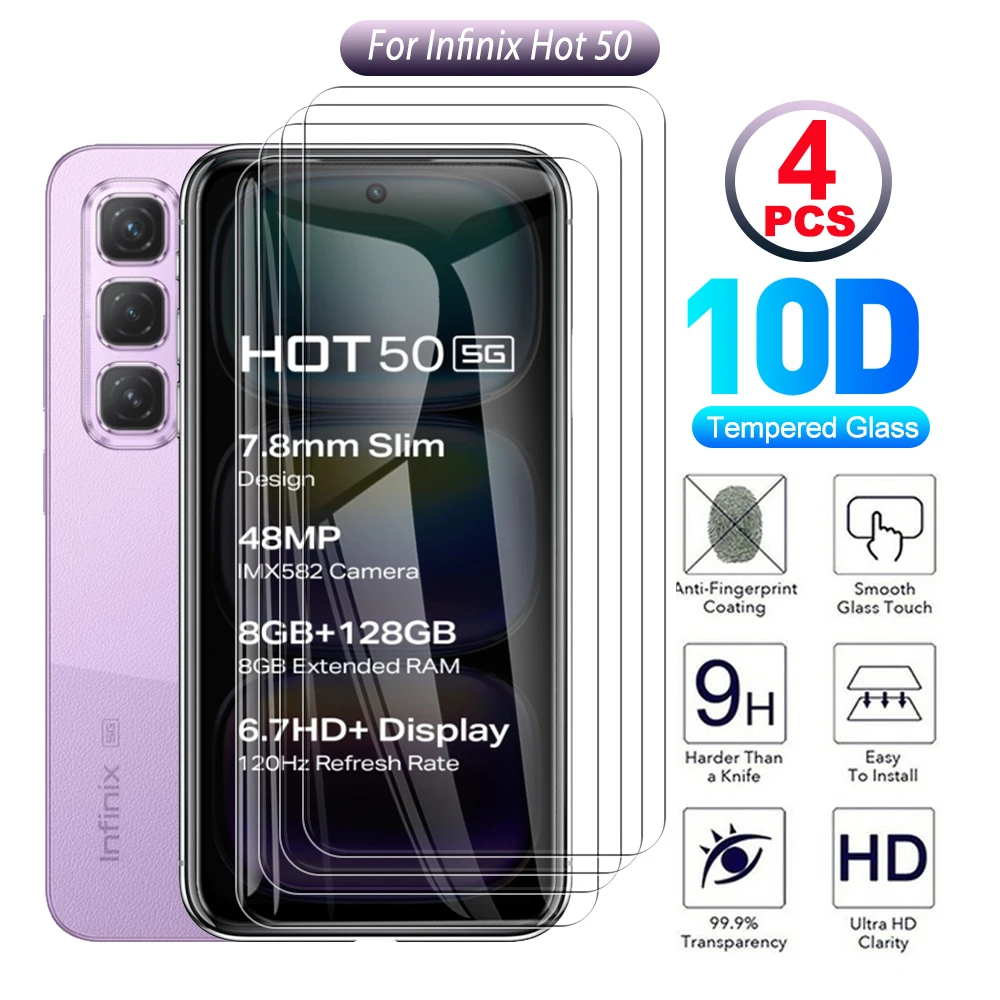 4 шт. infinxHot 50 закаленное защитное стекло для Infinix Hot 50 Hot50 5G InfinixHot50 защита для экрана 6,7 дюймов стеклянная пленка для телефона
