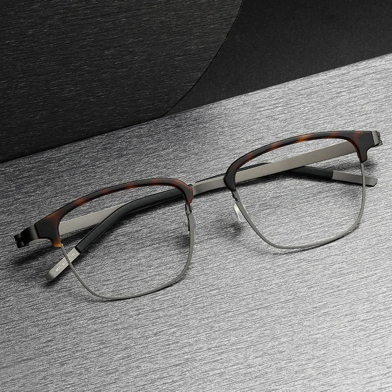 

Denmark Titanium No Screw Korea Square Glasses Frames Optical Ultra-light Business Prescription Diopter 9835 Eyeglasses Men