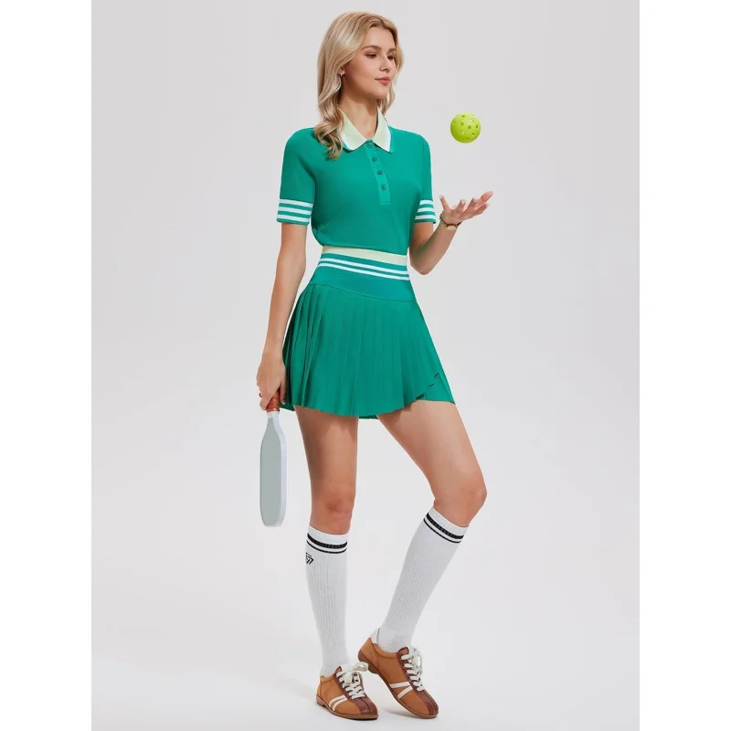 Sharp Star Women’S 2 PCS Tennis Skirt Set Preppy Polo Top High Waisted Pleated Skort With Pockets Athletic Golf Pickleball Outfit 4