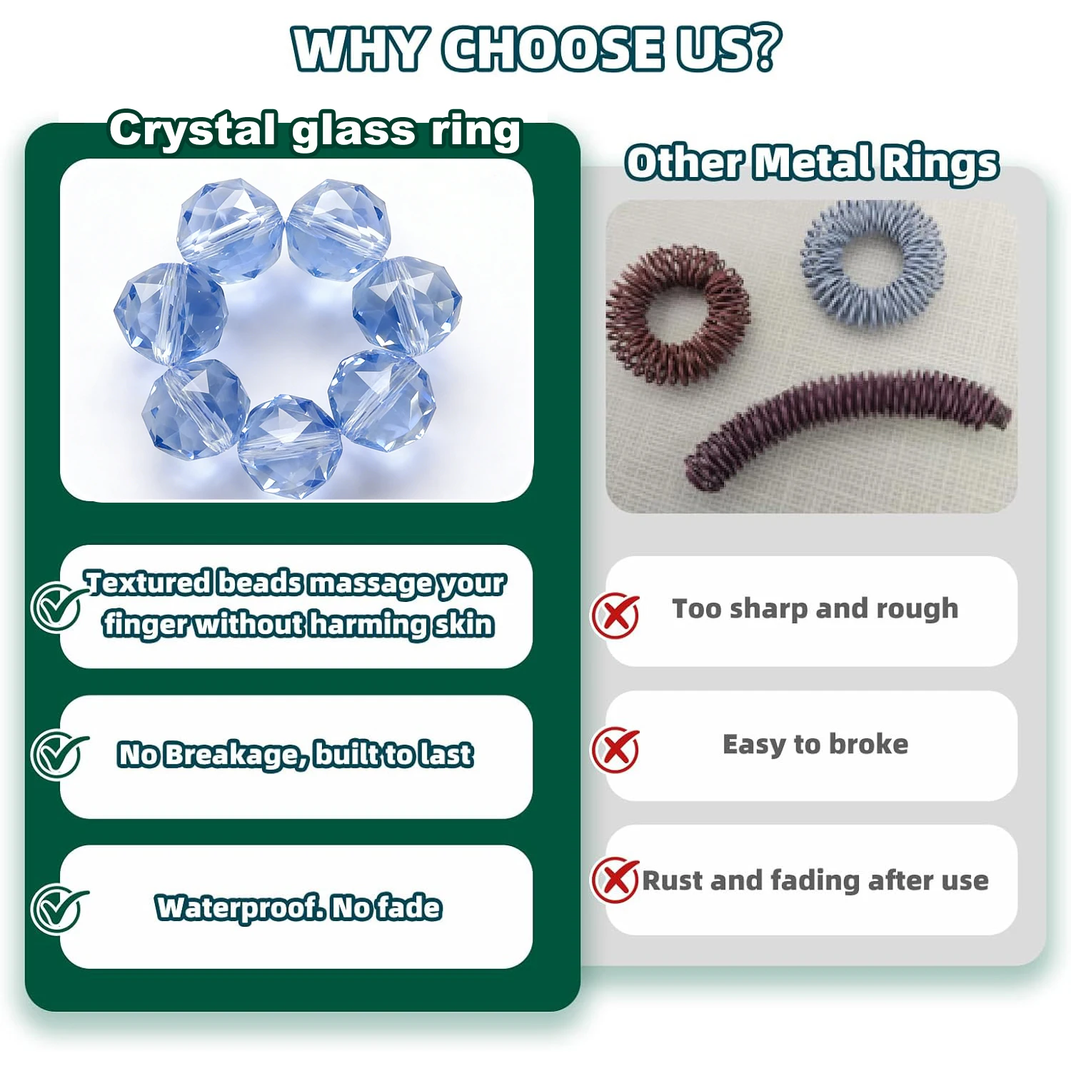 Confezione da 6 anelli colorati per agitarsi con perline appuntite, anelli sensoriali per alleviare lo stress, anelli per l'ansia da dito, giocattoli agitati calmanti, anello Massa