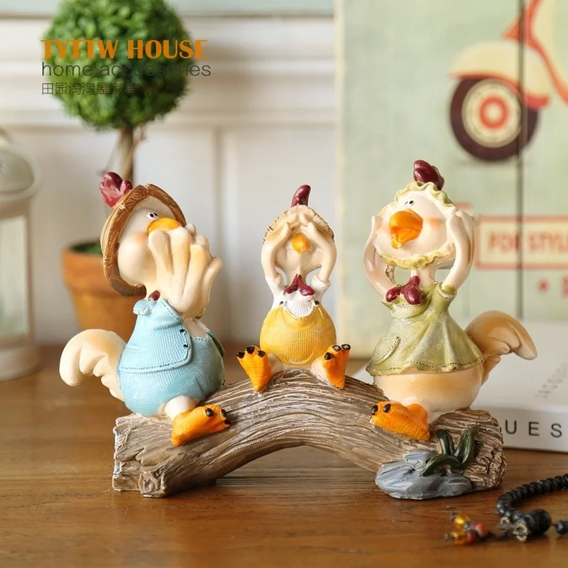 Figuras de animales de estilo americano, adorables artesanías de resina de animales de granja, perfectas para sala de estar o escritorio, regalos cálidos para decoración del hogar