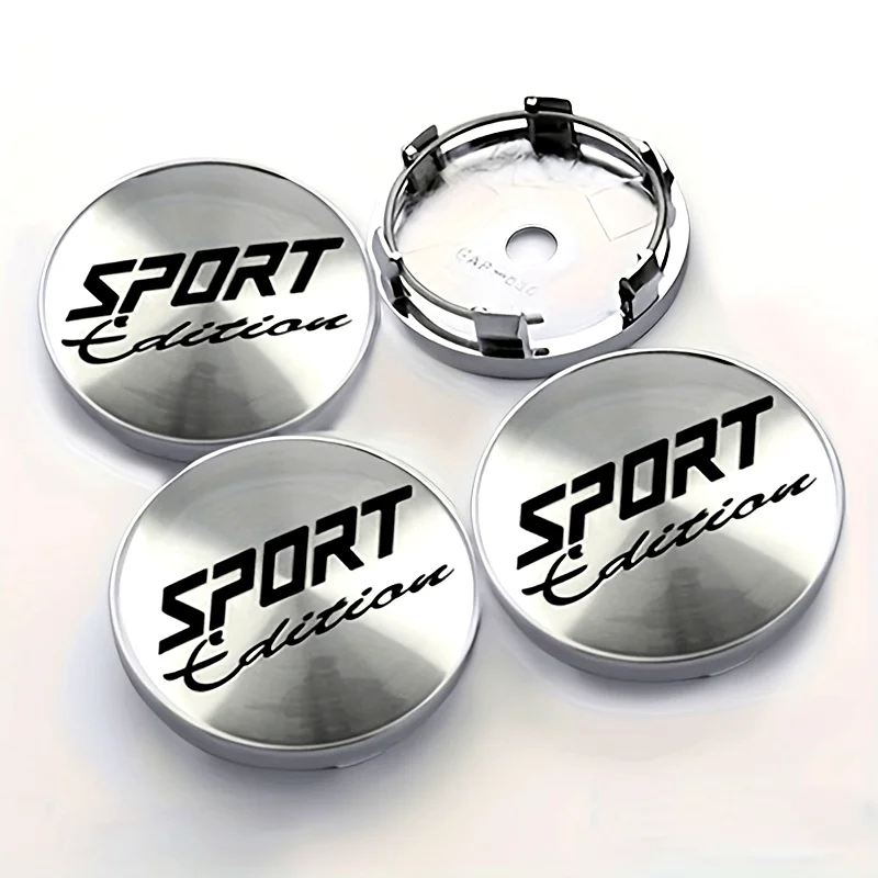 4 peças de adesivos de emblema para tampa central de roda de carro, edição esportiva, 60mm / 2,36 polegadas, acessórios para carro, motocicleta, camin
