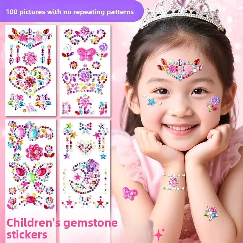 

6PCS 3D Gem Diamond Stickers Rhinestone Acrylic Crystal Creative DIY Makeup and Styling Decoration Album Decoration Makeup Party