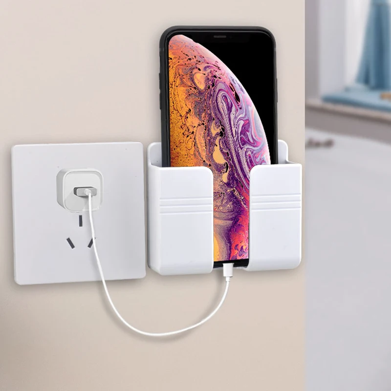 휴대폰 충전 스탠드 침대 옆 걸이식 홀더, 다기능 벽 부착 브래킷, 원격 제어 장착 보관함