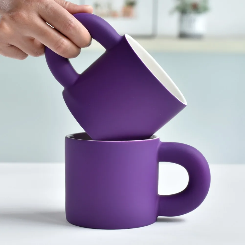 Ins Style Purple Ceramic Mug Frosted Coffee Milk Cup Household Coffee Cup Breakfast Cups Ceramics & Pottery Kitchen Accessories