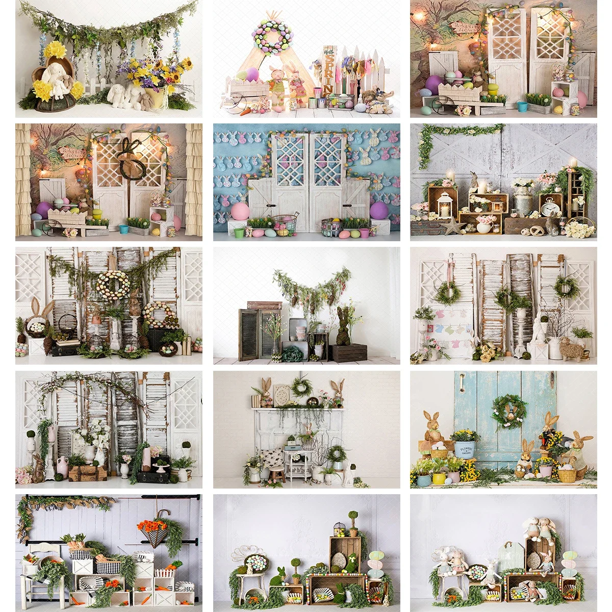 

Easter Bunny House Backdrop Kids Birthday Photocall Decor Spring Full Bloom Bunnies Eggs Child Adult Photography Backgrounds