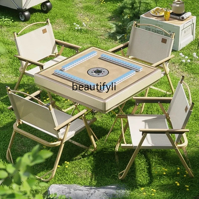 

Outdoor camping] Mobile mahjong machine automatic dining table dual-purpose mahjong table