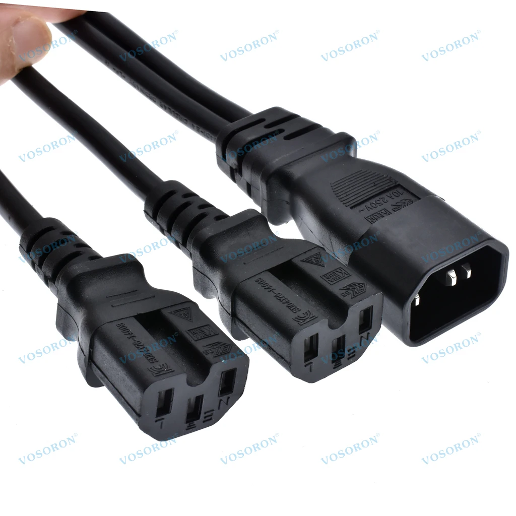 

IEC 320C14 to 2 x C15 Splitter Power Y Type Adapter Cord 10A 250V UPS Server Single C14 to Dual C15 Short Power Adapter Cable