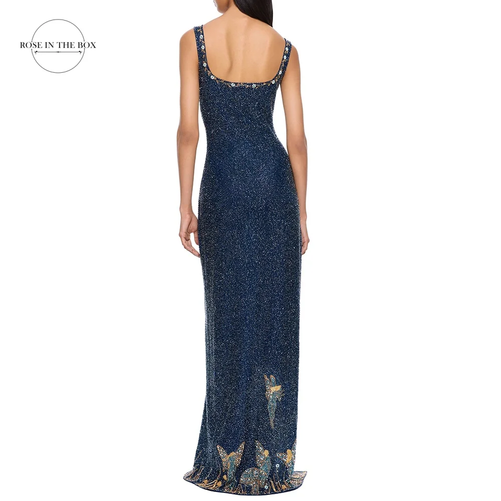 ROSEINTHEBOX Luxury Evening Dresses Sleeveless Hand-sewing Sparkling High Side Slit Elegant Mermaid Beaded Party Dress Formal image 2