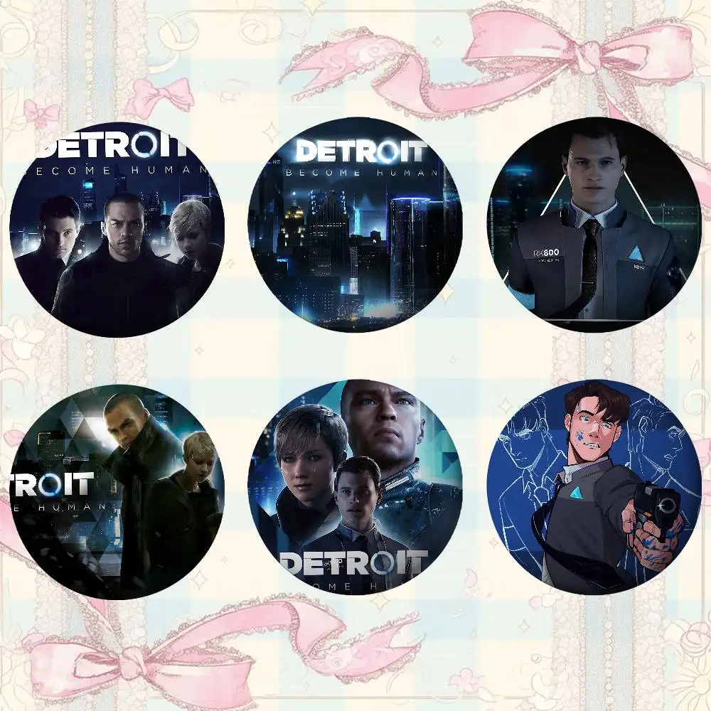 Broches Game D-Detroit B-Become H-Human, ornements élégants, épingles, badges ronds exquis, accessoires de sac, bijoux, cadeaux