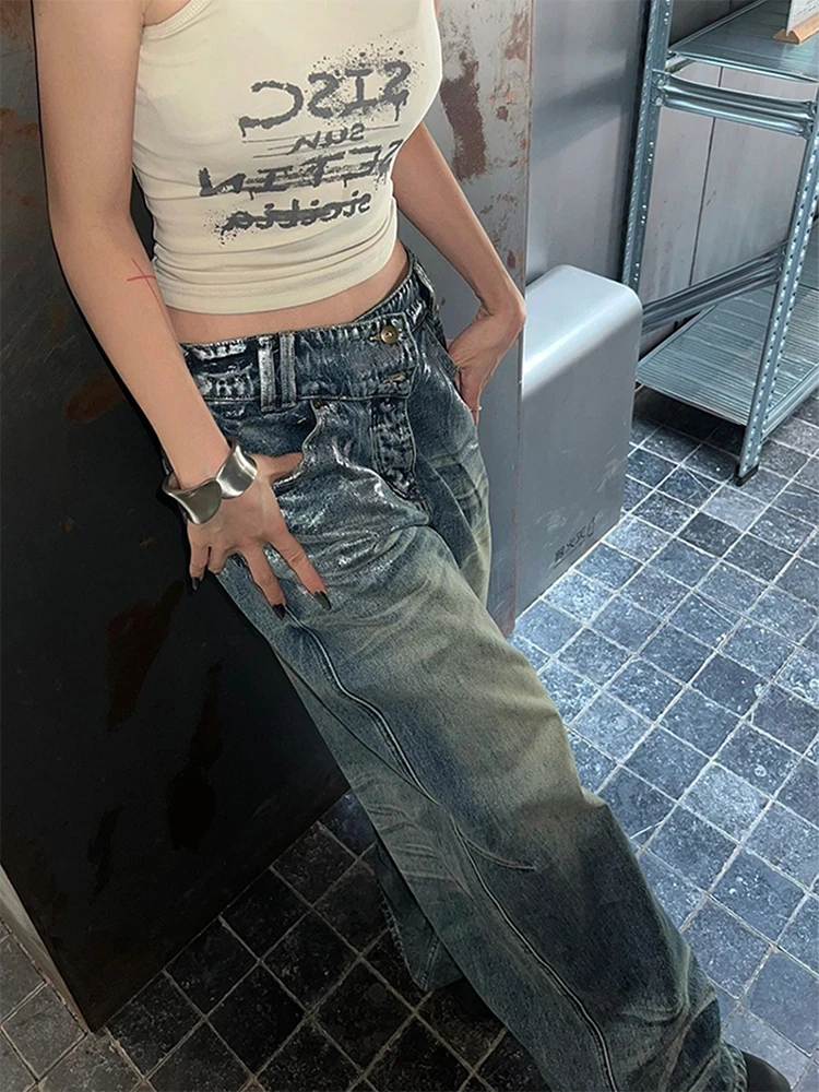 202, осень-зима, женские джинсовые брюки Y2K, мешковатые джинсы, черные японские широкие ковбойские мужские дизайнерские брюки в стиле Харадзюку, гранж-прилив, новинка 2023 г.