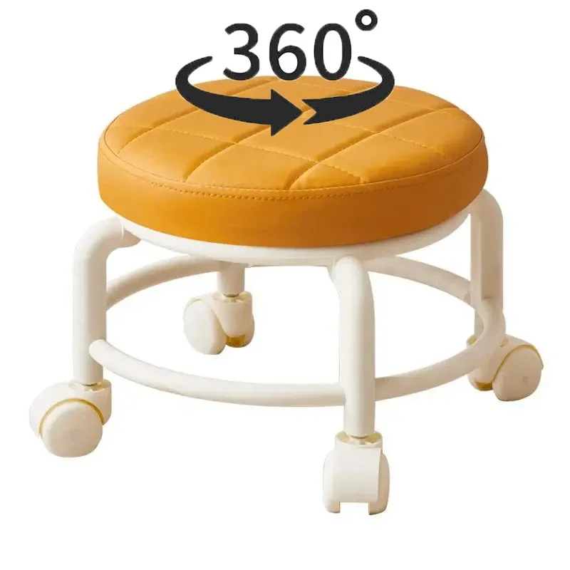 

Household Universal Wheel Small Stool Pulley Chair 360 Degree Rotating Children Low Stool Round Chair Living Room Sofa Stool