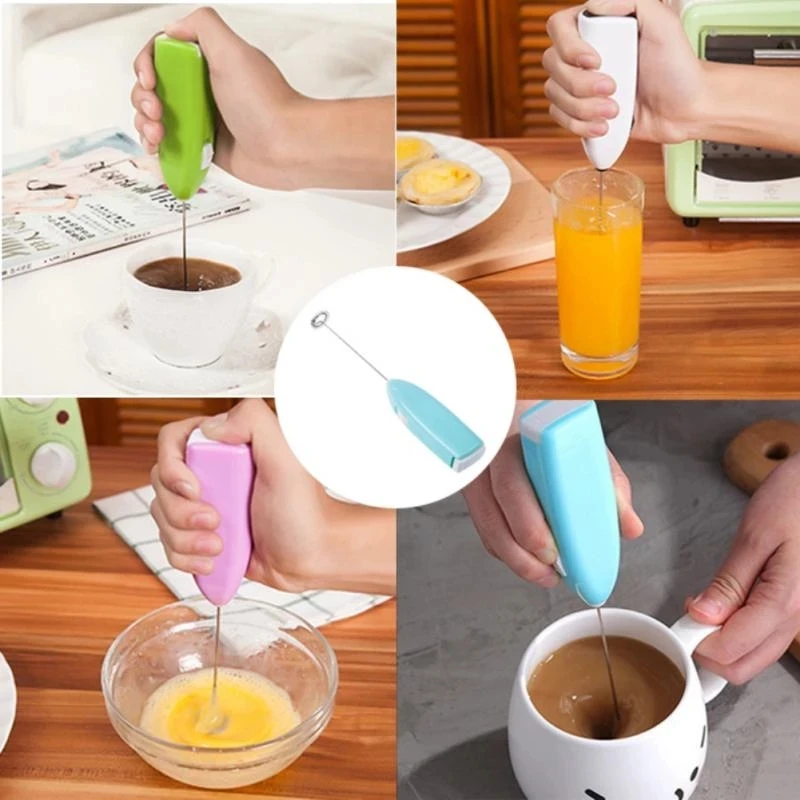 Handheld Electric Egg Beater Milk Frother For Coffee Household Kitchen Cooking Tool Mini Stainless Steel Coffee Milk Tea Blender