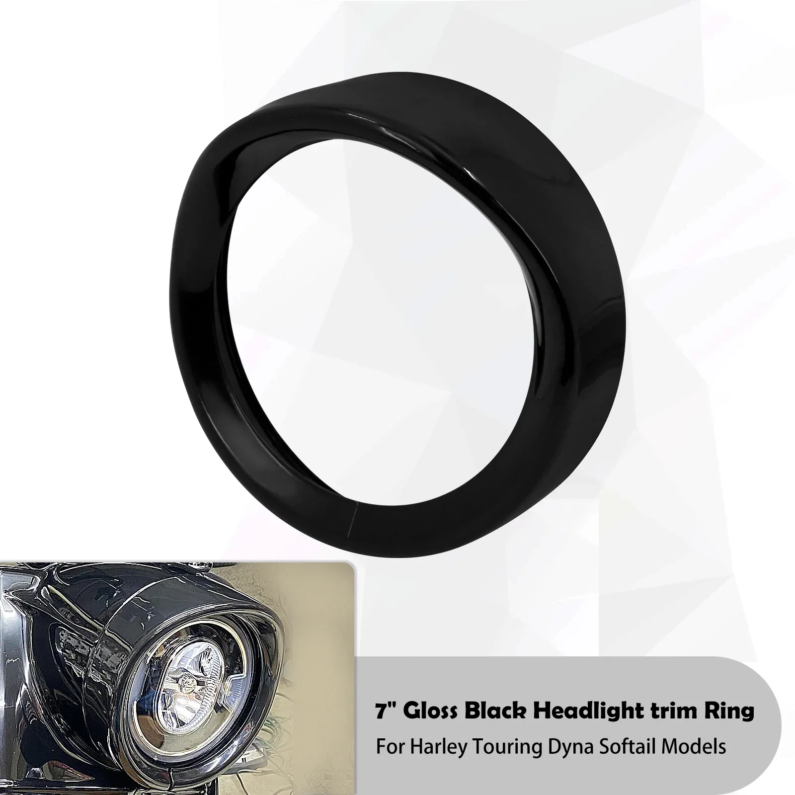 Motorrad glänzend schwarz 7" LED Scheinwerfer Lünette Visier 4,5" Nebelscheinwerfer Zierring für Harley Touring Electra Street Glide Softail FLHR