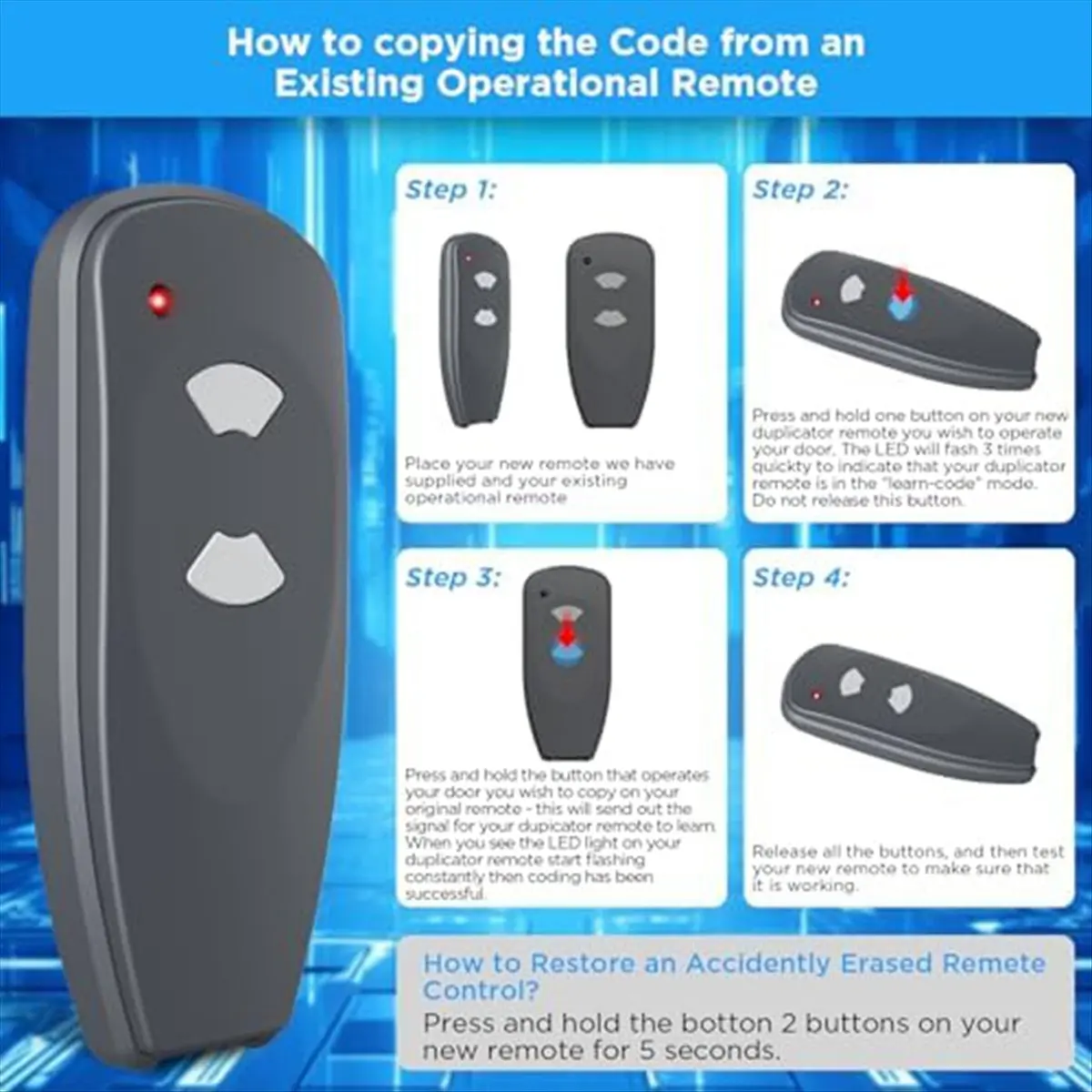 Brave- 2PCS MarantecGarage Door Remote, 315MHz Garage Door Opener Control - for MarantecKeyless Entry Keypad, M4500E, M4700E