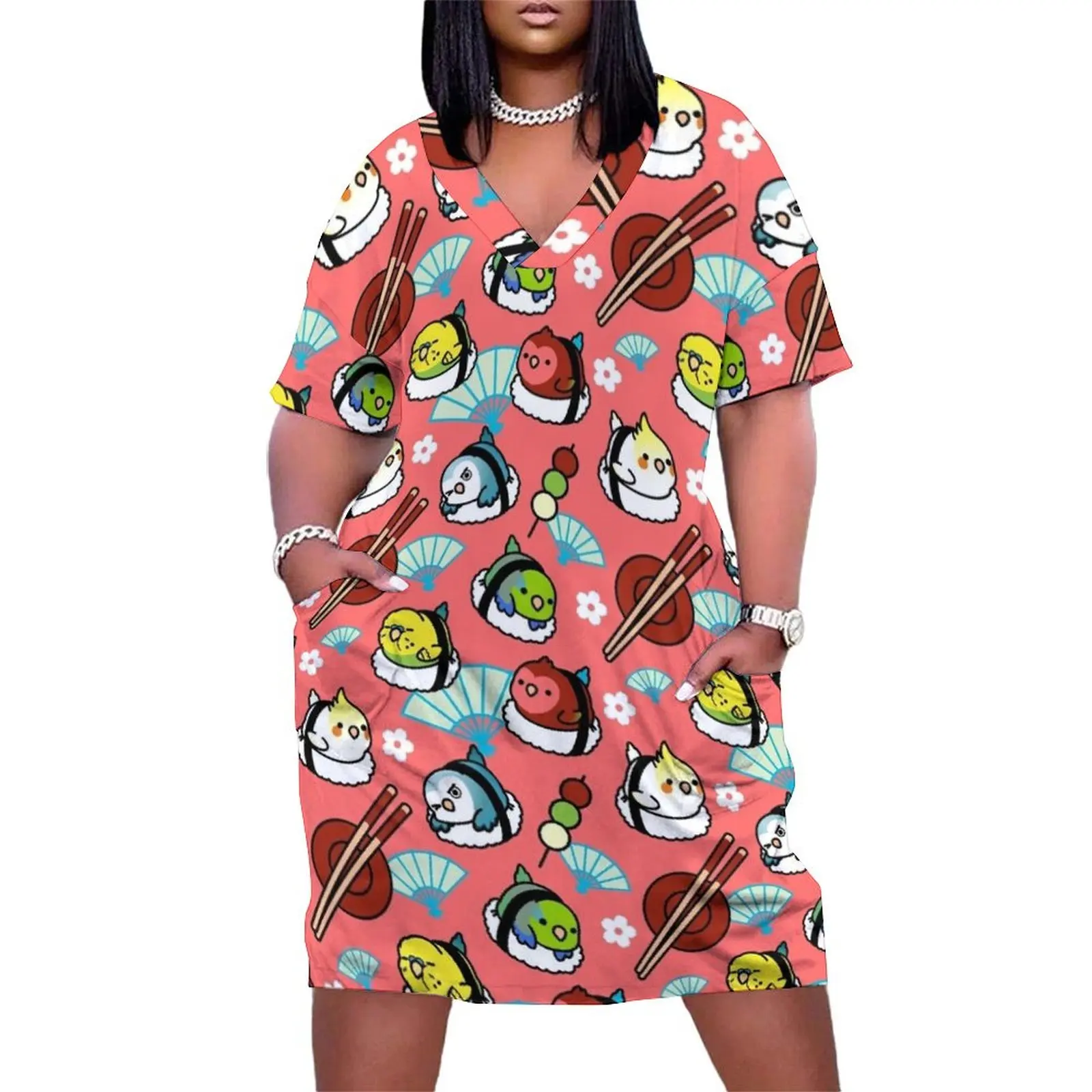 

Sushi Time with Cody the Lovebird & Friends Loose Pocket Dress luxury evening dress woman for wedding elegant women"s sets