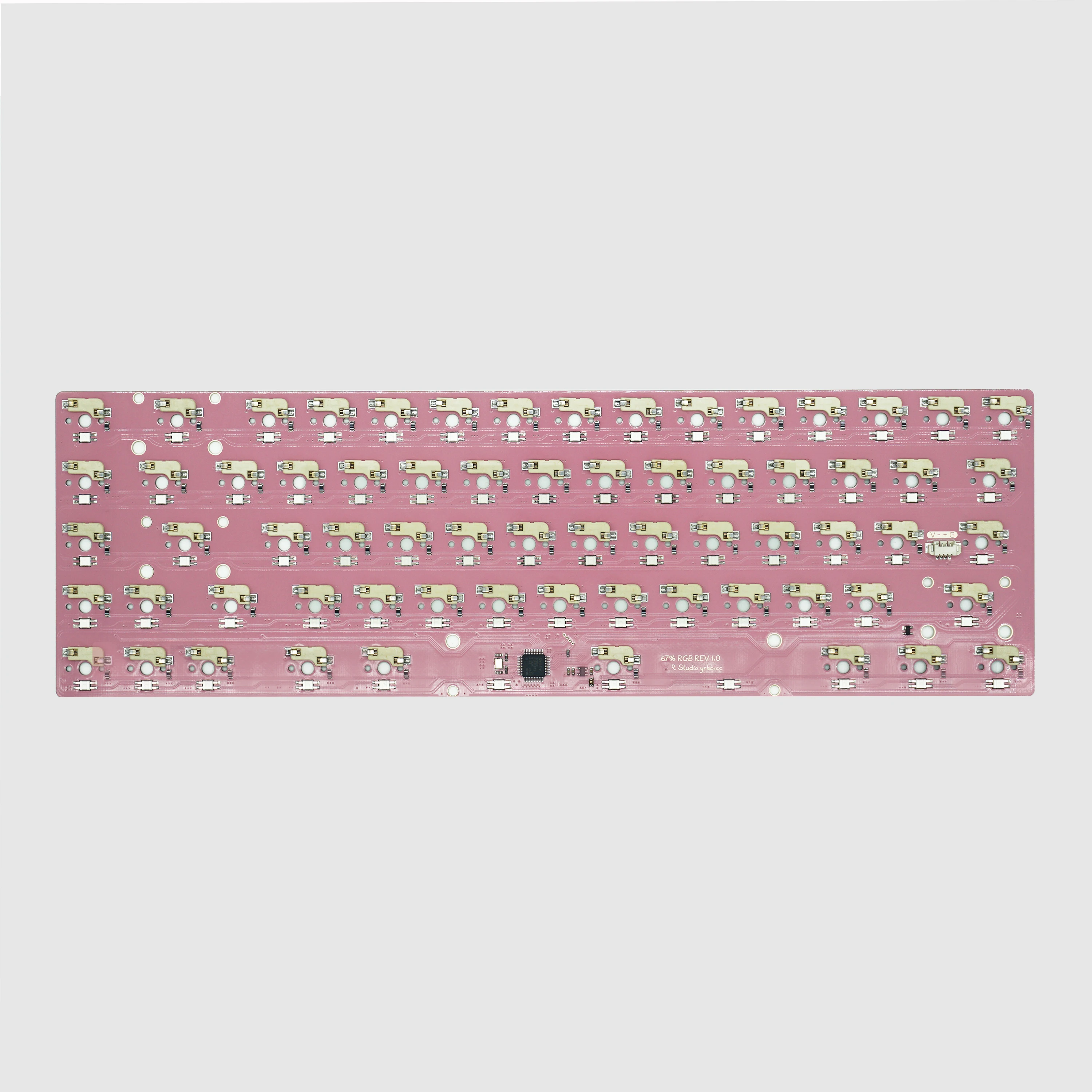 Keebox 65% Hot Swap PCB R2 Customized Keyboard 65 Layout RGB PCB Support VIA Pink PCB