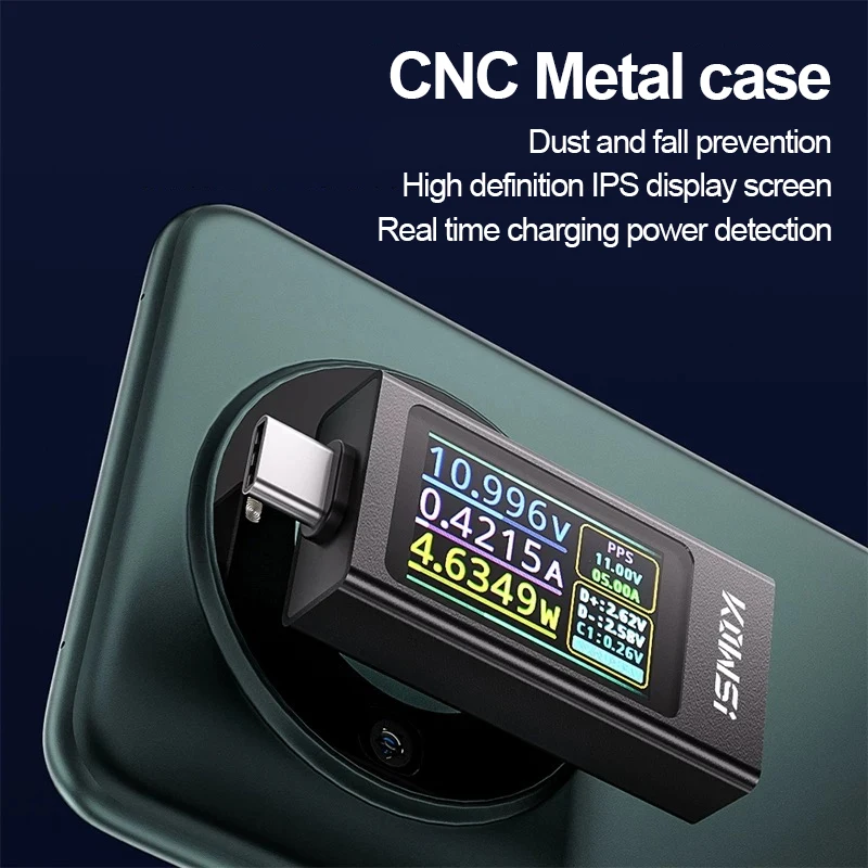 KWS-X1 4V-30V 12A Type C Tester Voltmeter Ammeter TYPE-C Fast Charge Detection Trigger Capacity Measurement Ripple Measurement
