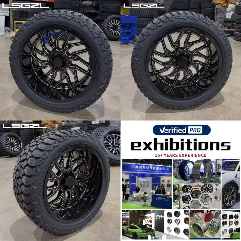 Ruedas Súper Anchas i Black Miled Deep Lip 8x165.1 6x139.7 6x135 8x170 20x10 20x12 22x12 24x12 24x14 para Automóviles de Pasajeros