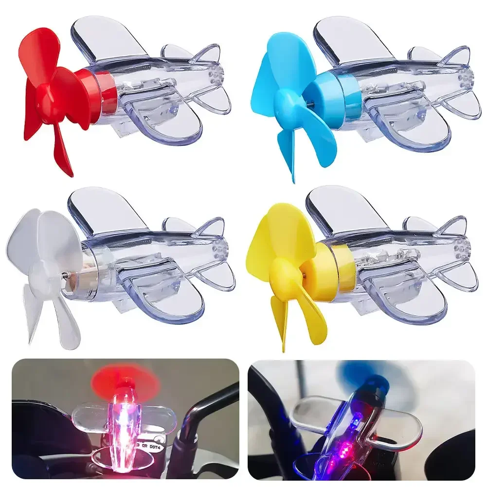 New Rotatable Airplane LED Light Motorcycle Wind Powered LED Decoration Light Car Interior Ornaments Bikes Bicycle Decor Light