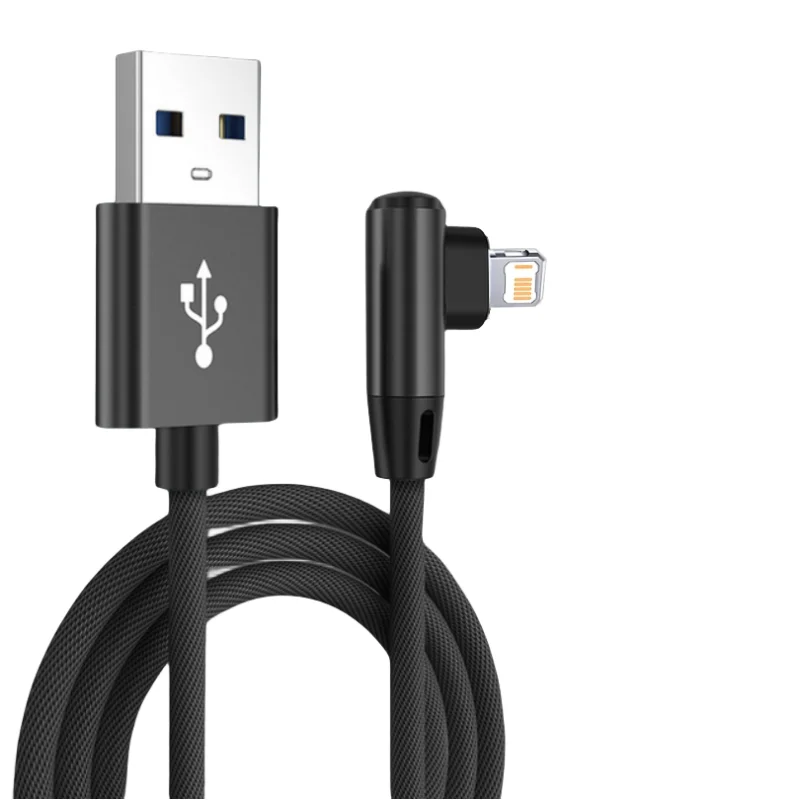 90-Grad-USB-Kabel für iPhone 14 13 12 11 Pro Max X XR 6s 7 8 Plus 2m 3m Blei Handy-Schnellladekabel Datenladegerät-Kabel