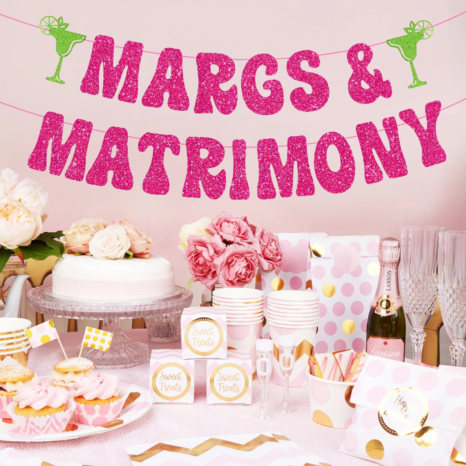 لافتة العازبة Margs and Matrimony، زينة Margs and Matrimony باللونين الأخضر والأحمر، لوازم حفلات توديع العزوبية مارغريتا #4