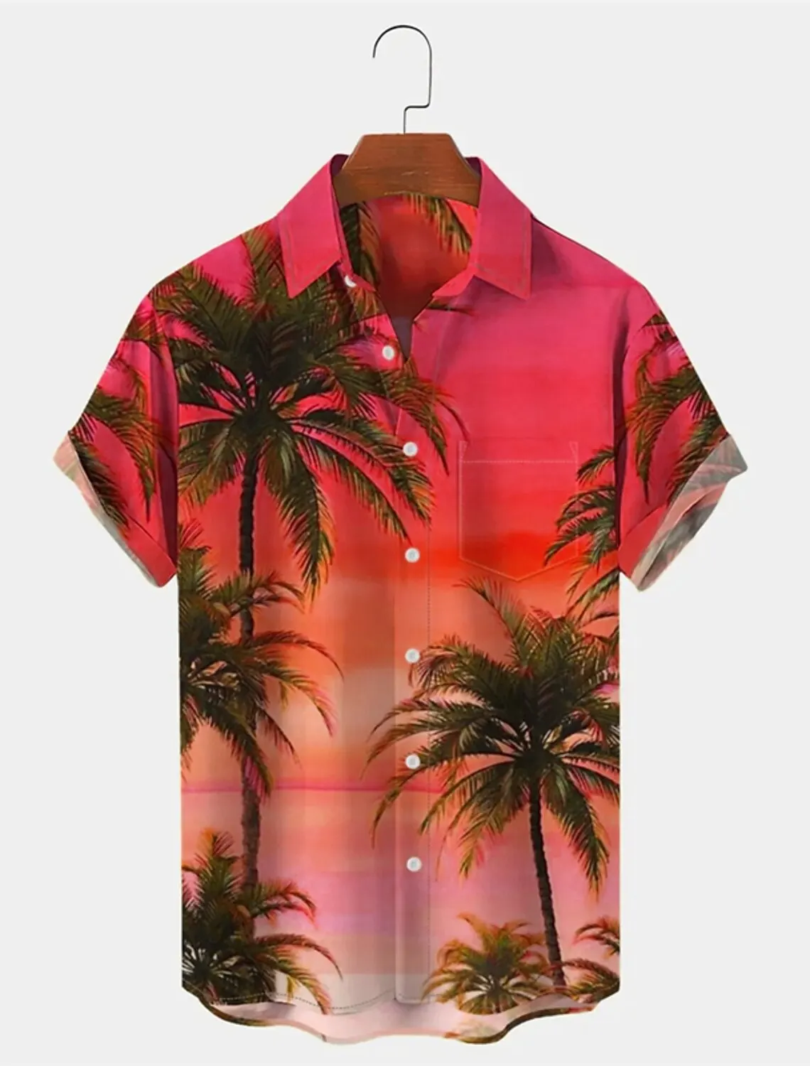 Camicia da uomo camicia hawaiana estiva stampe grafiche palma Turndown Outdoor Street maniche corte abbigliamento con stampa abbottonata