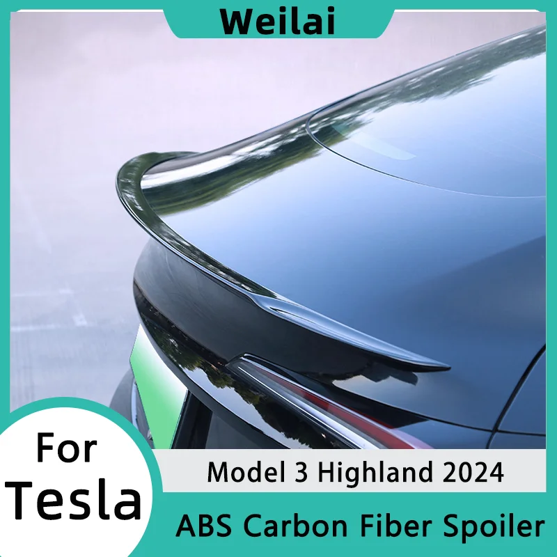 

ABS Spoiler Carbon Fiber for Tesla Model 3 Highland 2024 Car Trunk Tail Wing Original High-performance Auto Exterior Accessories