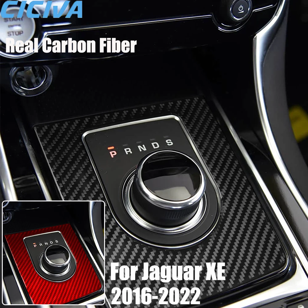 

Real Carbon Fiber Car Accessories Gear Shift Surround Trim Cover Soft Sticker For Jaguar XE 2016 2017 2018 2019 2020 2021 2022