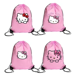 Hello Kitty torba ze sznurkiem sportowy wodoodporny plecak pakiet kieszonkowy Cartoon Anime Sanrio Terylene torby do koszykówki prezent urodzinowy