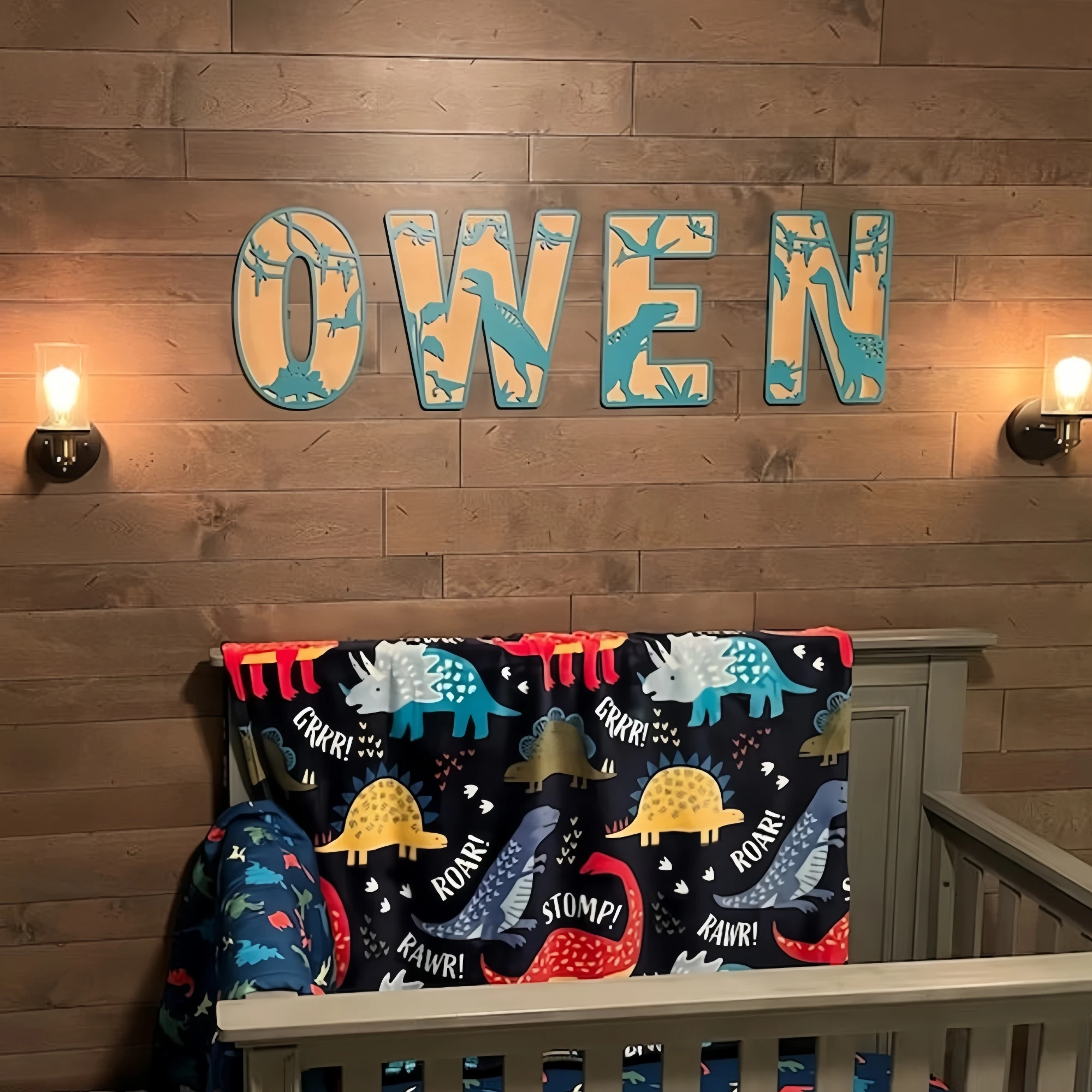 Personalized Wooden Dinosaur Name Letters – Custom 26 Alphabet Wall Decor for Kids Room, Nursery, Boys Girls Bedroom Name Sign image 3
