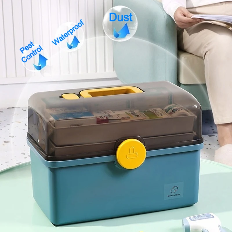 3-Layer Portable Medicine Storage Box Family Large Capacity First Aid Kit Medicine Container Emergency Pharmacy Box SNHX04
