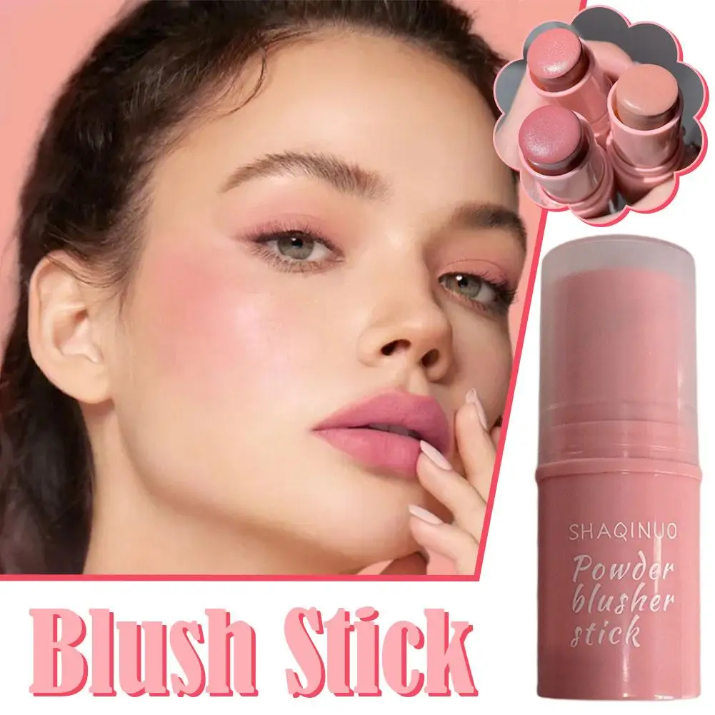 3 Color Waterproof Matte Face Blush Stick Long-lasting Red Rouge Mineral Natural Blush Tint Makeup Cheek Contour Cream Cosm C1F7